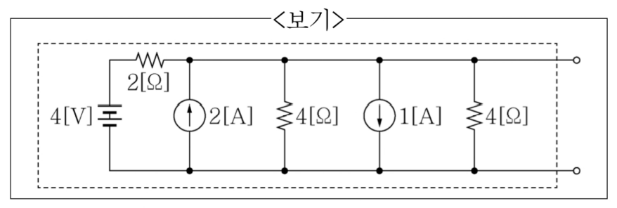 2021년 지방직 9급 전자공학개론 4번 테브난 등가 변환 회로도