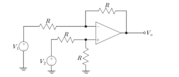 2007년 국가직 9급 전자공학개론 12번 OP-Amp 감산기 회로도