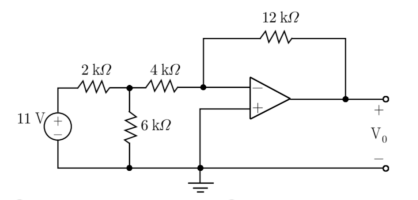 2011년 국가직 9급 전자공학개론 6번 OP-Amp 반전 증폭기 회로도
