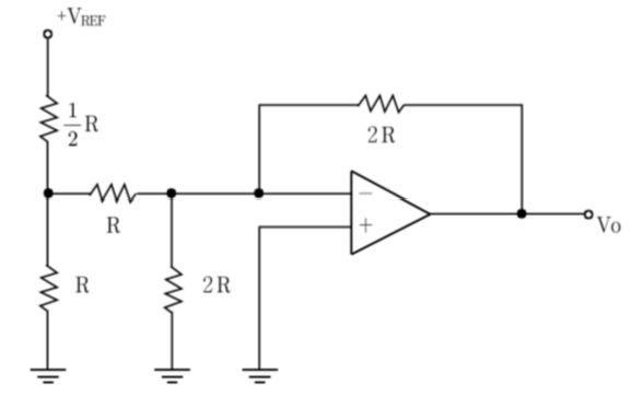 2012년 국가직 9급 전자공학개론 9번 R-2R 사다리꼴 D/A 변환 OP-Amp 회로도